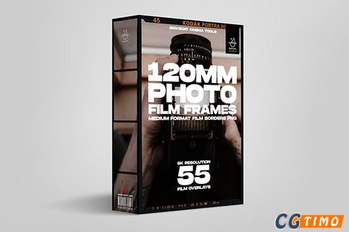 PNG素材-55款8K经典120MM中画幅胶片边框照片视频叠加特效pngSickboat – 120mm Photo Film Frames PNG