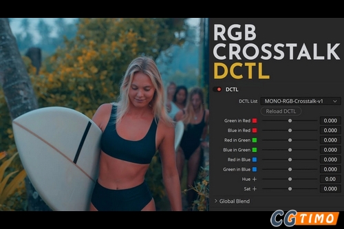 达芬奇预设-色彩混合串扰控制调色DCTL节点预设 MonoNodes RGB Crosstalk DCTL v2.0