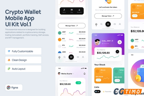UI素材-加密钱包移动应用 UI 套件 Vol.1 – Crypee 平面素材 第1张-CGtimo