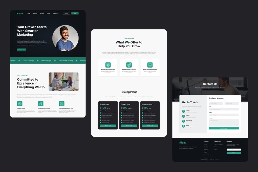 UI素材-Risau – 营销网站模板 平面素材 第2张-CGtimo
