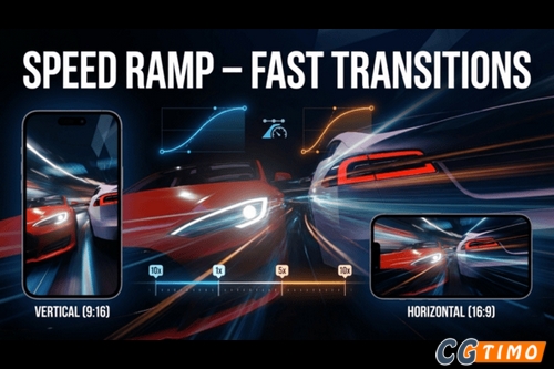 AE/PR模板-动感镜头快速拉伸变速转场模板 Speed Ramp Fast Transitions
