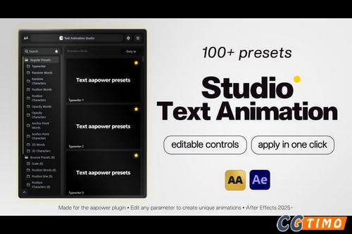 AE模板/脚本-100个简单文字标题缓入缓出动画模板 Studio Text Animation – AAPOWER