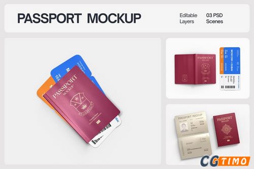 Mockups样机-国际护照封面样机套装