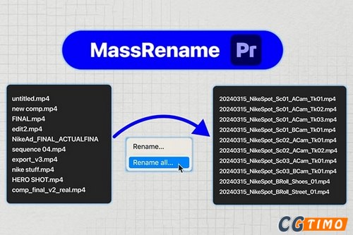PR脚本-项目序列素材图层批量重命名脚本 MassRename v0.0.2 附教程