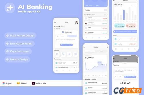 UI素材-AI银行移动应用UI套件