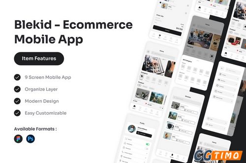 UI素材-Blekid – 电子商务移动应用 UI 套件